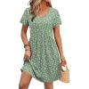 image:imageWIHOLL Dresses for Women 2026 Casual Summer V Neck Babydoll Dress Short Sleeve Fashion Beach Vacation ClothesGreen Floral
