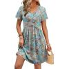 image:imageWIHOLL Dresses for Women 2026 Casual Summer V Neck Babydoll Dress Short Sleeve Fashion Beach Vacation ClothesLight Blue Floral