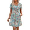 image:imageWIHOLL Dresses for Women 2026 Casual Summer V Neck Babydoll Dress Short Sleeve Fashion Beach Vacation ClothesLight Blue Floral