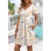 image:imageWIHOLL Dresses for Women 2026 Casual Summer V Neck Babydoll Dress Short Sleeve Fashion Beach Vacation ClothesYellow Floral