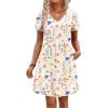 image:imageWIHOLL Dresses for Women 2026 Casual Summer V Neck Babydoll Dress Short Sleeve Fashion Beach Vacation ClothesYellow Floral