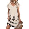 image:imageWIHOLL Dresses for Women Summer Casual Wedding Guest Dress Lace Short Sleeve Cute Sundresses Fashion Beach Vacation ClothesFloral Beige