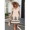 image:imageWIHOLL Dresses for Women Summer Casual Wedding Guest Dress Lace Short Sleeve Cute Sundresses Fashion Beach Vacation ClothesFloral Beige