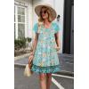 image:imageWIHOLL Dresses for Women Summer Casual Wedding Guest Dress Lace Short Sleeve Cute Sundresses Fashion Beach Vacation ClothesFloral Blue