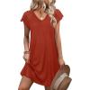image:imageWIHOLL Dresses for Women Summer Casual Wedding Guest Dress Lace Short Sleeve Cute Sundresses Fashion Beach Vacation ClothesOrange