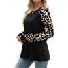 image:imageWIHOLL Long Sleeve Shirts for Women Color Block Raglan Tops Casual Crewneck Basic Tees Fall Clothes 2026 Fashion01  Leopard Black