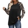 image:imageWIHOLL Long Sleeve Shirts for Women Color Block Raglan Tops Casual Crewneck Basic Tees Fall Clothes 2026 Fashion01  Leopard Black
