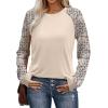 image:imageWIHOLL Long Sleeve Shirts for Women Color Block Raglan Tops Casual Crewneck Basic Tees Fall Clothes 2026 Fashion02  Beige Print