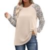 image:imageWIHOLL Long Sleeve Shirts for Women Color Block Raglan Tops Casual Crewneck Basic Tees Fall Clothes 2026 Fashion02  Beige Print