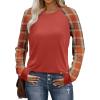 image:imageWIHOLL Long Sleeve Shirts for Women Color Block Raglan Tops Casual Crewneck Basic Tees Fall Clothes 2026 Fashion02  Caramel
