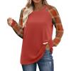 image:imageWIHOLL Long Sleeve Shirts for Women Color Block Raglan Tops Casual Crewneck Basic Tees Fall Clothes 2026 Fashion02  Caramel