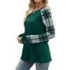 image:imageWIHOLL Long Sleeve Shirts for Women Color Block Raglan Tops Casual Crewneck Basic Tees Fall Clothes 2026 Fashion02  Green Plaid