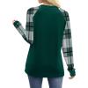 image:imageWIHOLL Long Sleeve Shirts for Women Color Block Raglan Tops Casual Crewneck Basic Tees Fall Clothes 2026 Fashion02  Green Plaid
