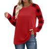 image:imageWIHOLL Long Sleeve Shirts for Women Color Block Raglan Tops Casual Crewneck Basic Tees Fall Clothes 2026 Fashion02  Red Plaid