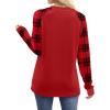 image:imageWIHOLL Long Sleeve Shirts for Women Color Block Raglan Tops Casual Crewneck Basic Tees Fall Clothes 2026 Fashion02  Red Plaid