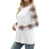 image:imageWIHOLL Long Sleeve Shirts for Women Color Block Raglan Tops Casual Crewneck Basic Tees Fall Clothes 2026 Fashion03  Beige Plaid