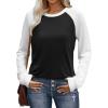 image:imageWIHOLL Long Sleeve Shirts for Women Color Block Raglan Tops Casual Crewneck Basic Tees Fall Clothes 2026 Fashion03  Black