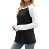 image:imageWIHOLL Long Sleeve Shirts for Women Color Block Raglan Tops Casual Crewneck Basic Tees Fall Clothes 2026 Fashion03  Black