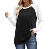 image:imageWIHOLL Long Sleeve Shirts for Women Color Block Raglan Tops Casual Crewneck Basic Tees Fall Clothes 2026 Fashion03  Black