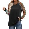 image:imageWIHOLL Long Sleeve Shirts for Women Color Block Raglan Tops Casual Crewneck Basic Tees Fall Clothes 2026 Fashion03  Black Boho Print