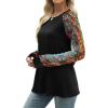 image:imageWIHOLL Long Sleeve Shirts for Women Color Block Raglan Tops Casual Crewneck Basic Tees Fall Clothes 2026 Fashion03  Black Boho Print
