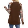 image:imageWIHOLL Long Sleeve Shirts for Women Color Block Raglan Tops Casual Crewneck Basic Tees Fall Clothes 2026 Fashion03  Brown Plaid