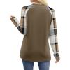 image:imageWIHOLL Long Sleeve Shirts for Women Color Block Raglan Tops Casual Crewneck Basic Tees Fall Clothes 2026 Fashion03  Coffee Plaid