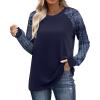 image:imageWIHOLL Long Sleeve Shirts for Women Color Block Raglan Tops Casual Crewneck Basic Tees Fall Clothes 2026 Fashion03  Navy Print