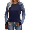 image:imageWIHOLL Long Sleeve Shirts for Women Color Block Raglan Tops Casual Crewneck Basic Tees Fall Clothes 2026 Fashion03  Navy Print