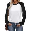 image:imageWIHOLL Long Sleeve Shirts for Women Color Block Raglan Tops Casual Crewneck Basic Tees Fall Clothes 2026 Fashion04  White