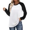 image:imageWIHOLL Long Sleeve Shirts for Women Color Block Raglan Tops Casual Crewneck Basic Tees Fall Clothes 2026 Fashion04  White