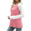 image:imageWIHOLL Long Sleeve Shirts for Women Color Block Raglan Tops Casual Crewneck Basic Tees Fall Clothes 2026 Fashion05  Coral Pink