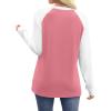 image:imageWIHOLL Long Sleeve Shirts for Women Color Block Raglan Tops Casual Crewneck Basic Tees Fall Clothes 2026 Fashion05  Coral Pink