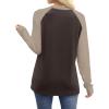 image:imageWIHOLL Long Sleeve Shirts for Women Color Block Raglan Tops Casual Crewneck Basic Tees Fall Clothes 2026 Fashion05  Dark Brown
