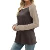 image:imageWIHOLL Long Sleeve Shirts for Women Color Block Raglan Tops Casual Crewneck Basic Tees Fall Clothes 2026 Fashion05  Dark Brown