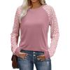 image:imageWIHOLL Long Sleeve Shirts for Women Color Block Raglan Tops Casual Crewneck Basic Tees Fall Clothes 2026 Fashion05  Pink Leopard