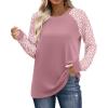 image:imageWIHOLL Long Sleeve Shirts for Women Color Block Raglan Tops Casual Crewneck Basic Tees Fall Clothes 2026 Fashion05  Pink Leopard