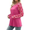 image:imageWIHOLL Long Sleeve Shirts for Women Color Block Raglan Tops Casual Crewneck Basic Tees Fall Clothes 2026 Fashion05  Pink Print