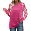 image:imageWIHOLL Long Sleeve Shirts for Women Color Block Raglan Tops Casual Crewneck Basic Tees Fall Clothes 2026 Fashion05  Pink Print