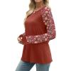 image:imageWIHOLL Long Sleeve Shirts for Women Color Block Raglan Tops Casual Crewneck Basic Tees Fall Clothes 2026 Fashion05  Red Floral