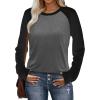 image:imageWIHOLL Long Sleeve Shirts for Women Color Block Raglan Tops Casual Crewneck Basic Tees Fall Clothes 2026 Fashion06  Dark Grey