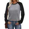image:imageWIHOLL Long Sleeve Shirts for Women Color Block Raglan Tops Casual Crewneck Basic Tees Fall Clothes 2026 Fashion07  Grey