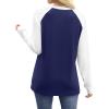 image:imageWIHOLL Long Sleeve Shirts for Women Color Block Raglan Tops Casual Crewneck Basic Tees Fall Clothes 2026 Fashion08  Navy Blue