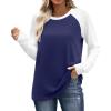 image:imageWIHOLL Long Sleeve Shirts for Women Color Block Raglan Tops Casual Crewneck Basic Tees Fall Clothes 2026 Fashion08  Navy Blue