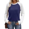 image:imageWIHOLL Long Sleeve Shirts for Women Color Block Raglan Tops Casual Crewneck Basic Tees Fall Clothes 2026 Fashion08  Navy Blue