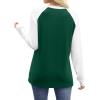 image:imageWIHOLL Long Sleeve Shirts for Women Color Block Raglan Tops Casual Crewneck Basic Tees Fall Clothes 2026 Fashion09  Green