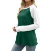 image:imageWIHOLL Long Sleeve Shirts for Women Color Block Raglan Tops Casual Crewneck Basic Tees Fall Clothes 2026 Fashion09  Green