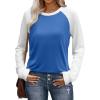 image:imageWIHOLL Long Sleeve Shirts for Women Color Block Raglan Tops Casual Crewneck Basic Tees Fall Clothes 2026 Fashion10  Blue