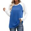 image:imageWIHOLL Long Sleeve Shirts for Women Color Block Raglan Tops Casual Crewneck Basic Tees Fall Clothes 2026 Fashion10  Blue