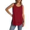 image:imageWIHOLL Loose Fit Tank Tops for Women Scoop Neck Summer Side Split Sleeveless Shirts 2026 FashionC0 Wine
